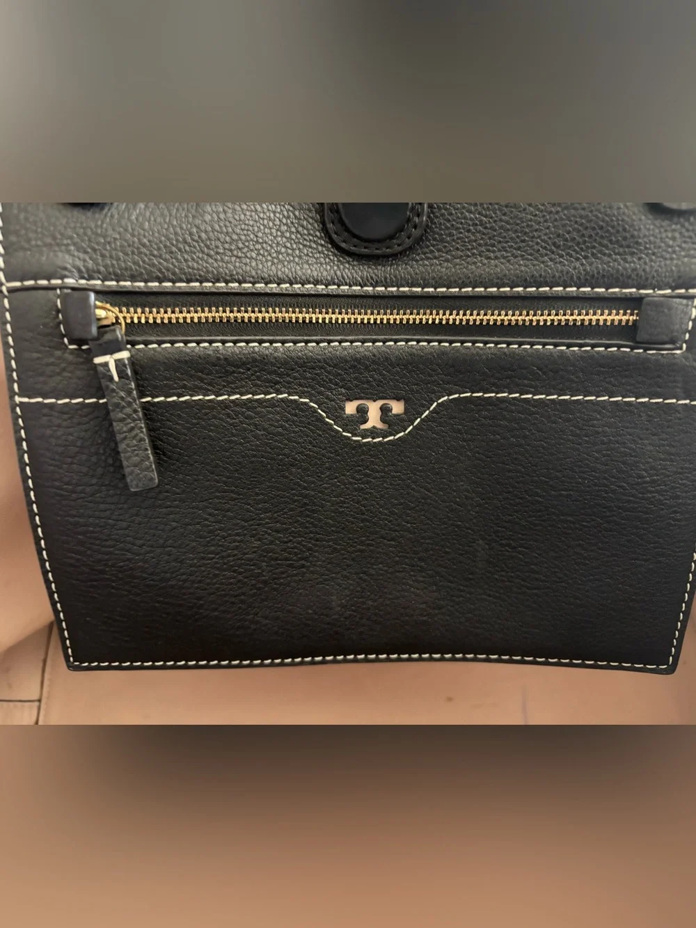 Tory Burch Black Large Leather Tote Bag